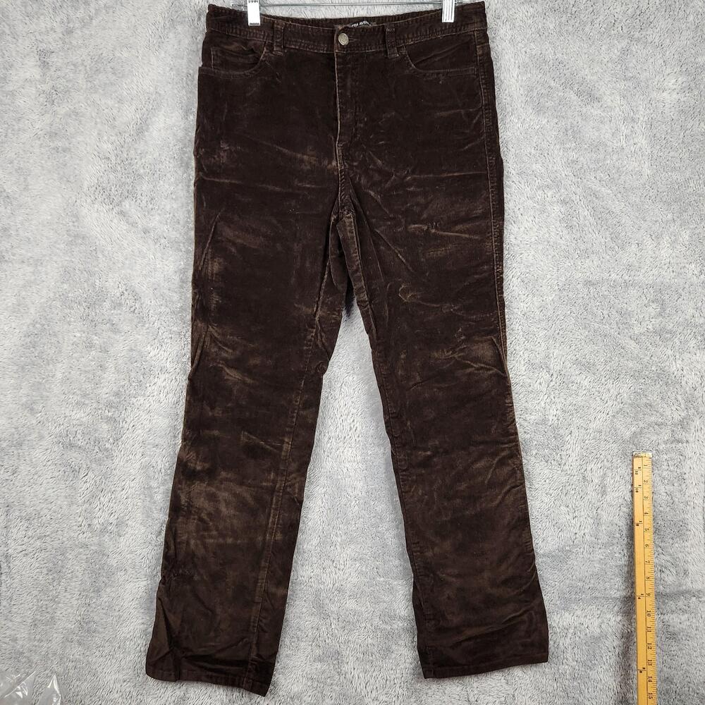 Saks Fifth Avenue Pants Womens 10 Brown Corduroy Straight Leg Stretch Casual